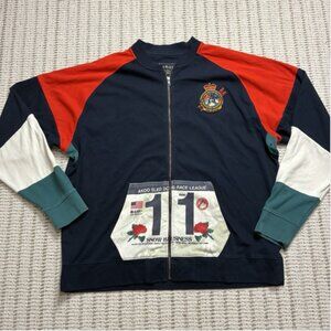 Akoo Full Zip Jacket Multi Color Sled Dog Race League Patch Retro Style Mens 5XL